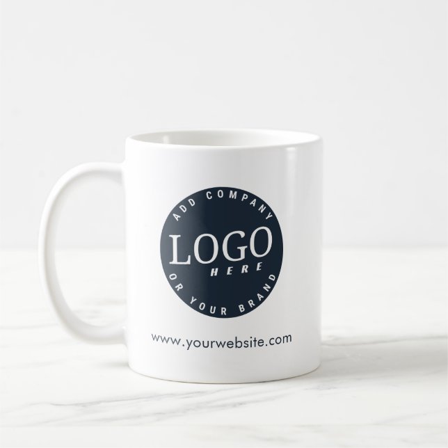 Your Business Logo and Company Website Custom Coffee Mug (Left)
