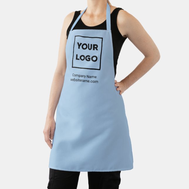 Your Business Logo and Custom Text on Light Blue Apron (Insitu)