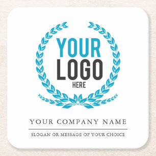Your Business Logo and Message   Slogan Square Paper Coaster