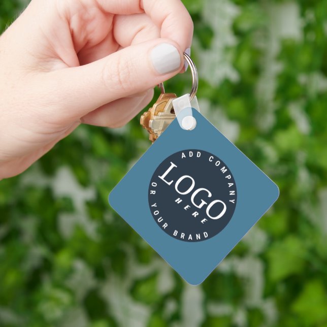 Your Business Logo and QR Code Employees Swag Keychain (Hand)