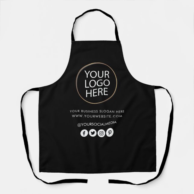 Your Business Logo and Text Company Branded black  Apron (Front)
