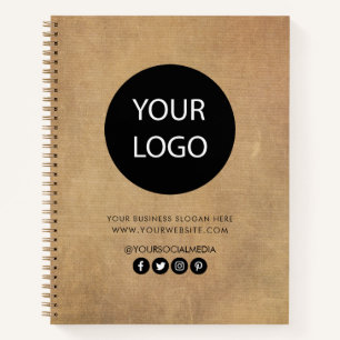 Your Business Logo and Text Company Branded brown Notebook