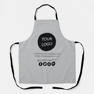 Your Business Logo and Text Company Branded Grey Apron