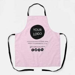 Your Business Logo and Text Company Branded Pink Apron