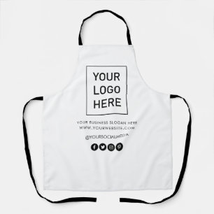 Your Business Logo and Text Company Branded White  Apron