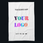 Your Business Logo and Text Company Kitchen Towel<br><div class="desc">Custom Colours and Fonts - Personalized Kitchen Towels with Your Company Logo and Name Text Info Business Promotional or Modern Personal Kitchen Towel / Gift - Make Unique Your Own Design - Add Your Logo - Image - Photo or QR Code / Name - Info or Custom Text - Resize...</div>