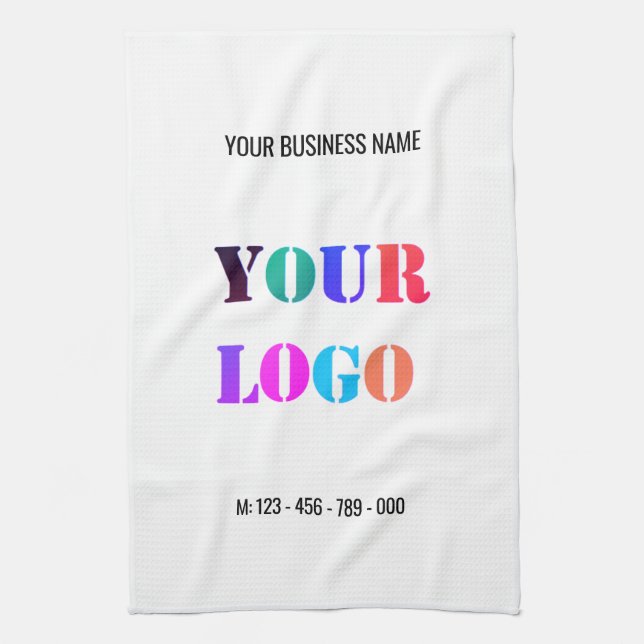 Your Business Logo and Text Company Kitchen Towel (Vertical)