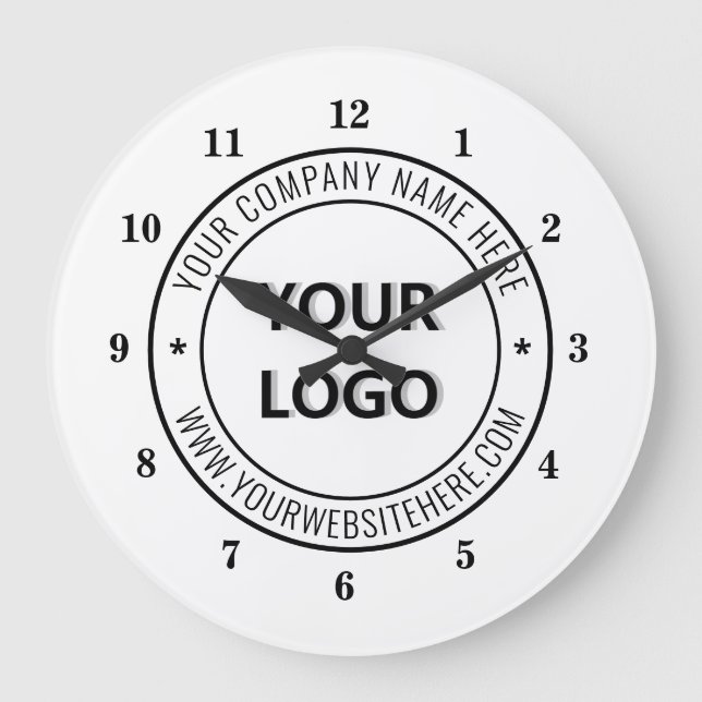 Your Business Logo and Text Company Wall Clock (Front)
