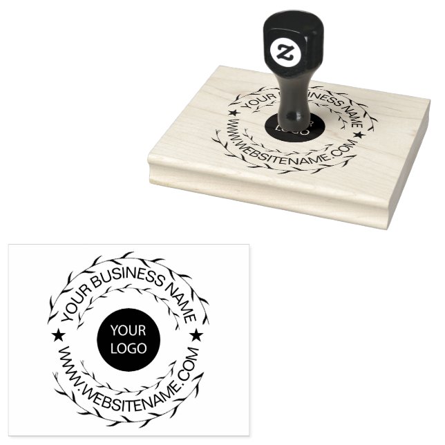 Your Business Logo and Text Custom Homemade     Rubber Stamp (Stamped)