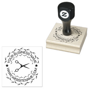Your Business Logo and Text Hair Salon Scissors Rubber Stamp