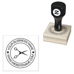 Your Business Logo and Text Hair Salon Scissors Rubber Stamp