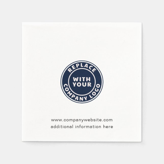 Your Business Logo and Website Custom Party Paper Napkin (Front)