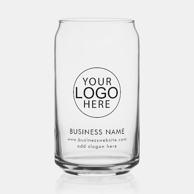 Your Business Logo and Website Custom Promotional Can Glass (Front)
