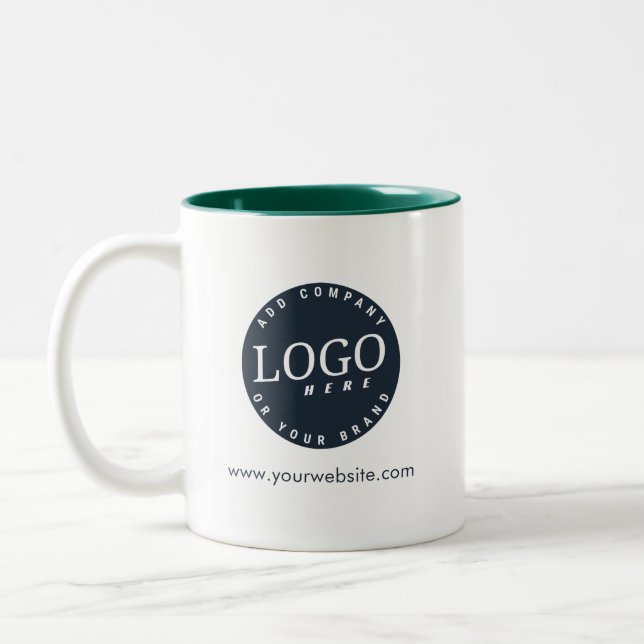 Your Business Logo and Website Custom Two-Tone Coffee Mug (Left)