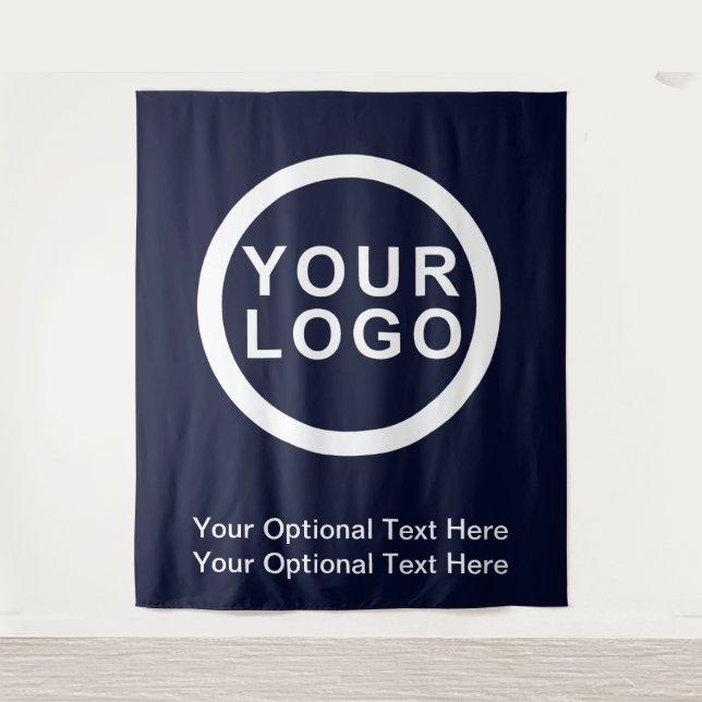 Your Business Logo Brand Modern Blue Backdrop Tapestry (Front)