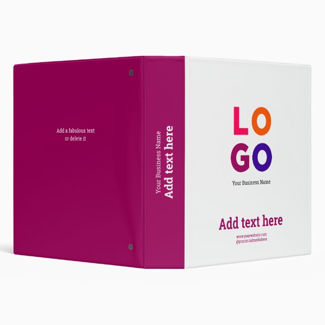 Your Business Logo Cool Modern Wine Red Binder (Background)