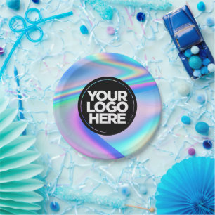 Your Business Logo Custom Holographic Crafts Party Paper Plate
