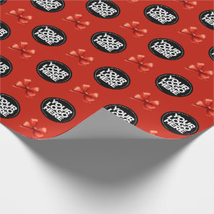 Your Business Logo Custom Red Bow Wrapping Paper