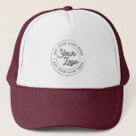 Your Business Logo Custom Simple Burgundy Trucker Hat<br><div class="desc">Create your own corporate Trucker Hat! A simple and modern template in burgundy and white, fully customizable, featuring your business logo, photo or image. You can add also your name, your company name, promotional instagram address or any personalized text. You can choose any font and any colour. Perfect as branded...</div>