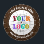 Your Business Logo Custom Text Dart Board Template<br><div class="desc">Custom Colours and Fonts - Design Your Own Personalized Dart Board with Your Company Logo and Name Website or Custom Text Professional Business Promotional Dartboards / Gift - Add Your Logo - Image - Photo or QR Code / Name - Company / Website or Phone , E-mail / more -...</div>