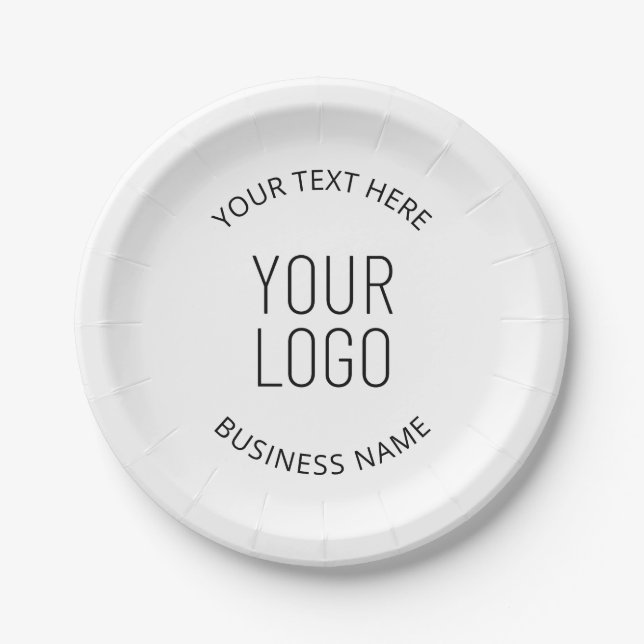 Your Business Logo & Customizable Message Paper Plate (Front)