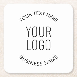 Your Business Logo & Customizable Message Square Paper Coaster