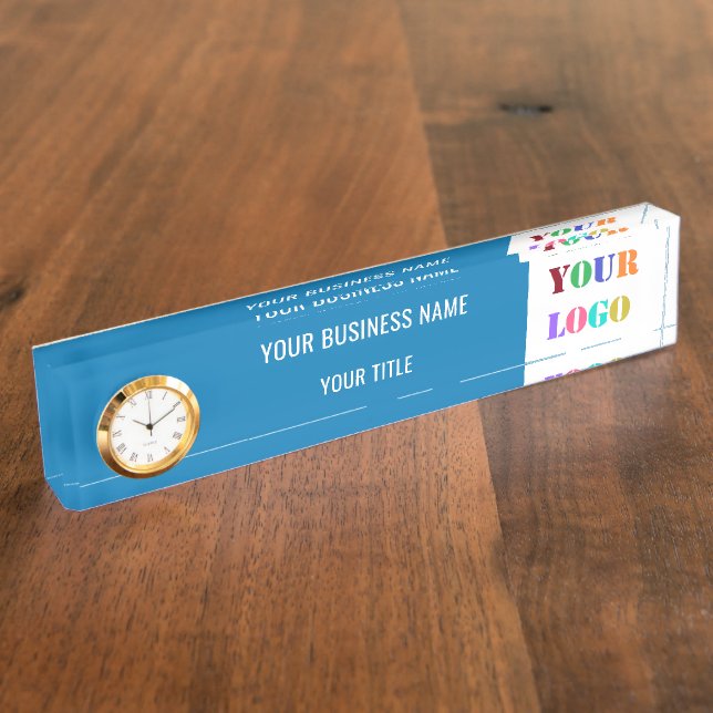 Your Business Logo Desk Name Plate Example (Side)