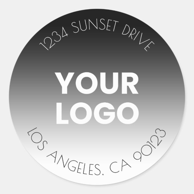Your Business Logo | Editable Black & White Classic Round Sticker (Front)