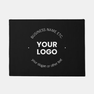 Your Business Logo & Editable Text   Black & White Doormat