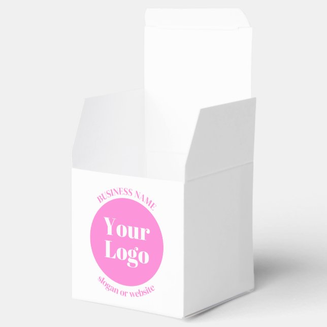 Your Business Logo & Editable Text Template | Pink Favor Box (Opened)