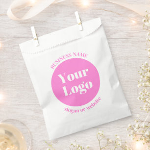 Your Business Logo & Editable Text Template   Pink Favour Bag
