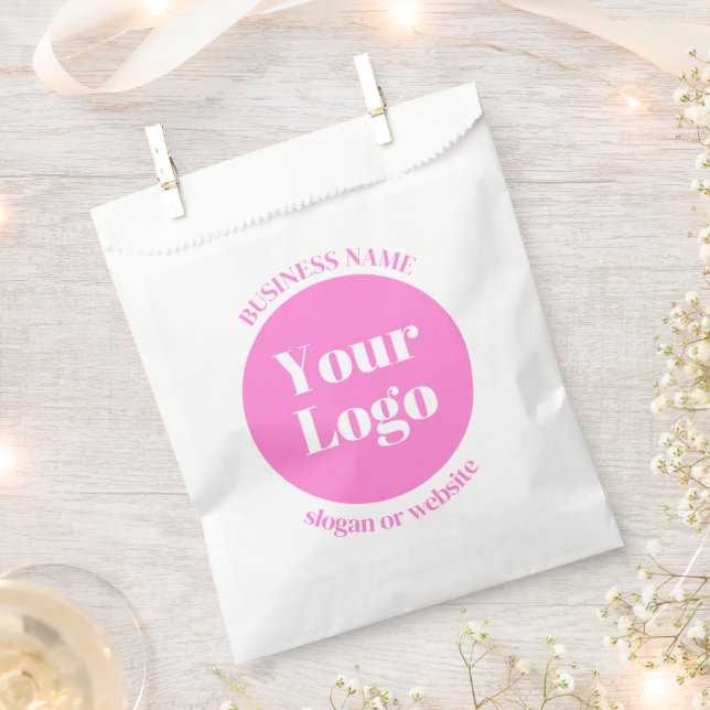 Your Business Logo & Editable Text Template | Pink Favour Bag (Clipped)