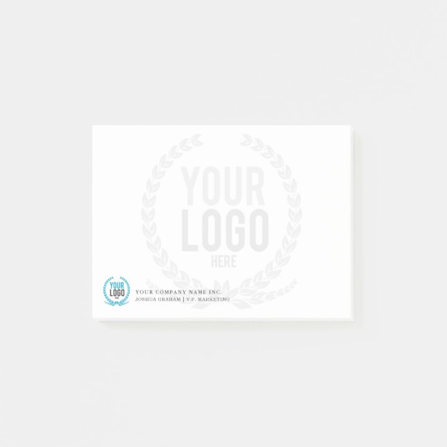 Your Business Logo Faded Backdrop | Customized 4x3 Post-it Notes (Front)