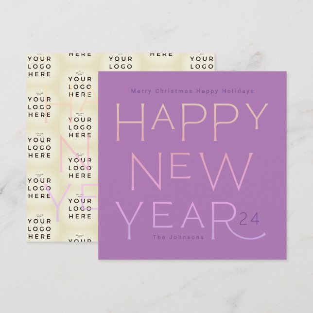 Your Business Logo | Happy New Years Modern Custom Holiday Card (Front/Back)