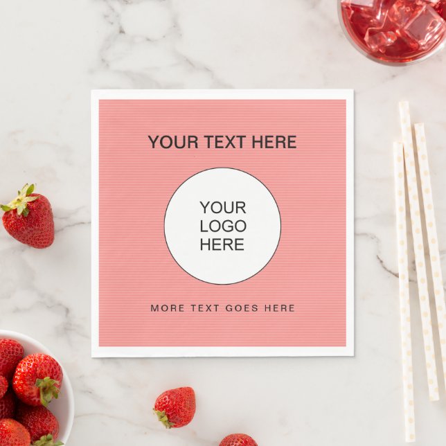 Your Business Logo Here Peach & White Luncheon Napkin (Insitu)