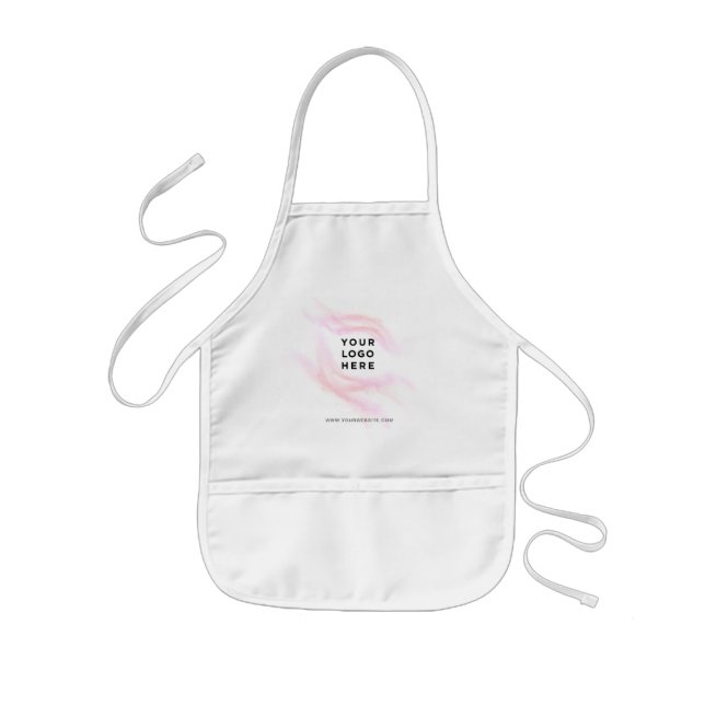 Your Business Logo Here Pink Cotton Candy Branded Kids Apron (Front)