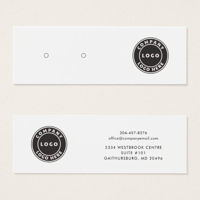 Your Business Logo Minimal Earring Display Card (Front & Back)