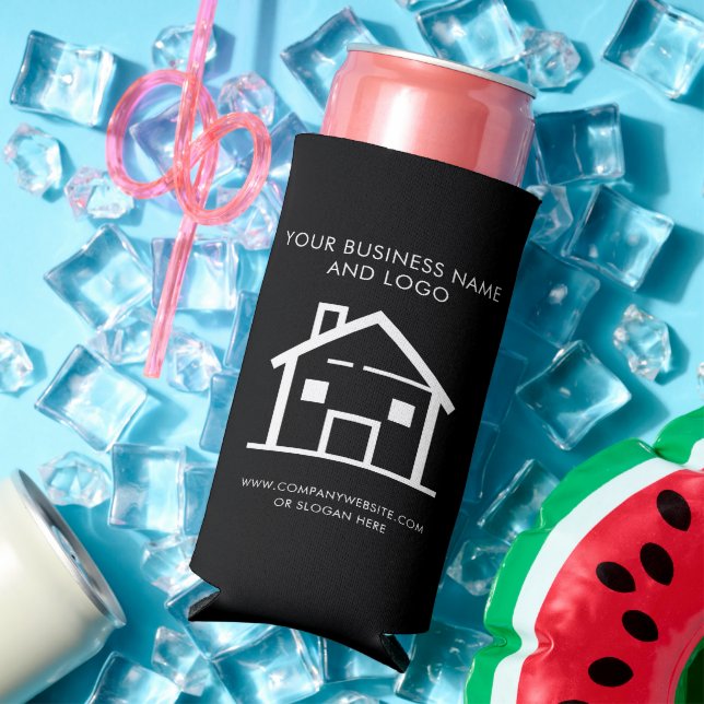 Your Business Logo Minimalist Real Estate Agent Seltzer Can Cooler (In Situ Summer)