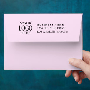 Your Business Logo & Modern Return Address   Pink Envelope