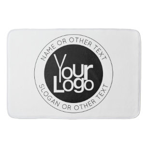 Your Business Logo & Modern Simple Editable Text Bath Mat