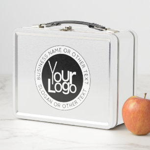 Your Business Logo & Modern Simple Editable Text Metal Lunch Box