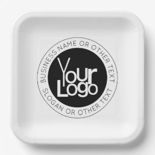Your Business Logo & Modern Simple Editable Text Paper Plate