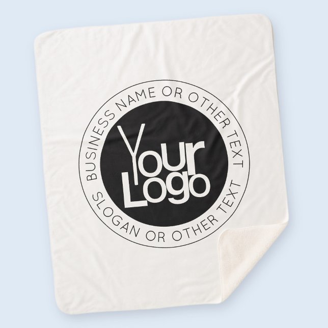 Your Business  Logo & Modern Simple Editable Text Sherpa Blanket (Creator Uploaded)