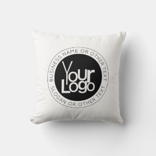 Your Business Logo & Modern Simple Editable Text Throw Pillow