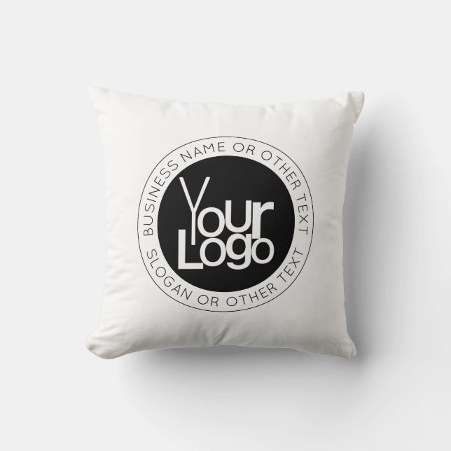 Your Business  Logo & Modern Simple Editable Text Throw Pillow (Front)