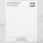 Your Business Logo Name Information Letterhead<br><div class="desc">Your Colour and Font - Simple Personalized Black White Business Office Letterhead with Your Logo - Add Your Logo - Image / Business Name - Company / Address - Contact Information - Resize and move or remove and add elements / image and text with customization tool. Choose your text /...</div>