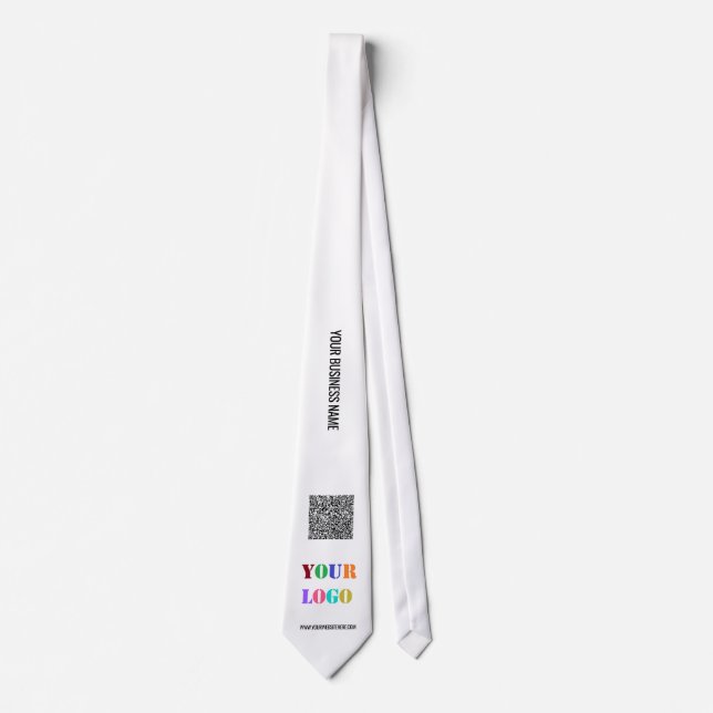 Your Business Logo Name Website QR Code Neck Tie (Front)