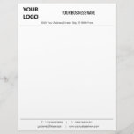 Your Business Logo Office Company Letterhead<br><div class="desc">Custom Simple Black and White Business Office Letterhead with Logo - Add Your Logo - Image / Business Name - Company / Address - Contact 
 Information - Resize and move or remove and add elements / image with customization tool.</div>