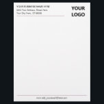 Your Business Logo Office Professional Letterhead<br><div class="desc">Your Colour and Font - Simple Personalized Black White Business Office Letterhead with Your Logo - Add Your Logo - Image / Business Name - Company / Address - Contact Information - Resize and move or remove and add elements / image and text with customization tool. Choose your text /...</div>