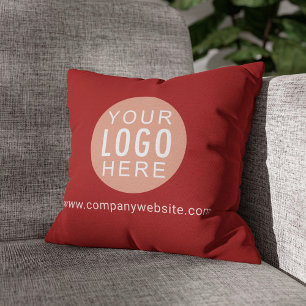 Your Business Logo Office Showroom Red Throw Pillow